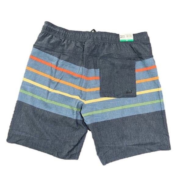 Hang Ten Men's Swimwear Trunks Shorts Blue Stripe Size XL NWT - Picture 1 of 7